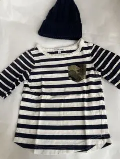 ボーダー7分袖T＆ニット帽　グローバルワークS