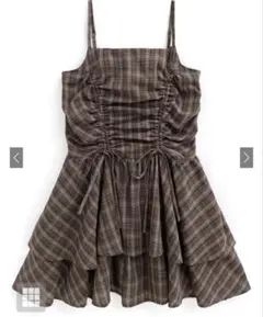 GRL チェック柄ドロストリボンミニワンピース[dk1357]