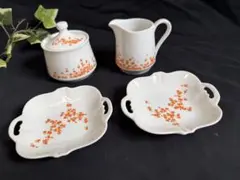 TACHIKICHI たち吉 レトロ　オレンジ 花柄　小皿　ポット　ピッチャー