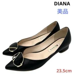〈美品〉DIANA ダイアナ【23.5cm】バックル ローヒール パンプス 黒