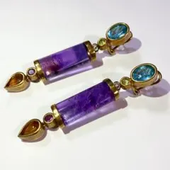 ピアス 18金 アメジスト トパーズ 作家者
