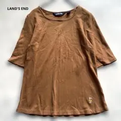 LANDS' END 半袖カットソー ブラウン チワワポイント刺繍のサムネイル