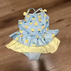 パイナップル柄 フリル付き水着 80