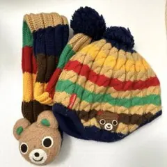 miki HOUSE カラフルストライプニット帽 フリーサイズ