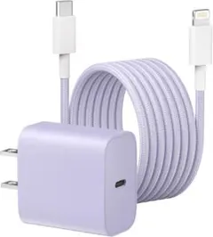 iPhone充電器20W 急速充電Type-Cスマホ 充電器 USB-Cパープル