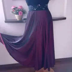 社交ダンス スカート　光沢ワイン色　M