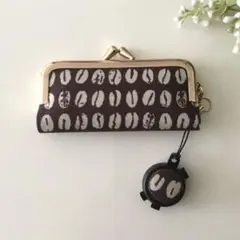 がま口印鑑ケース朱肉付き♡コーヒー豆柄