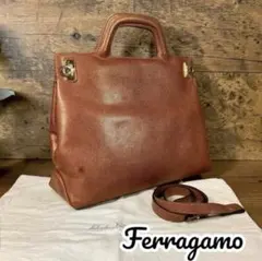 ◆Ferragamo/フェラガモ◆ガンチーニレザー２WAYバッグ イタリア製