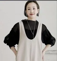 しまむら　ilsolore 陽さん　楊柳シフォンプルオーバー　白黒M 2色セット