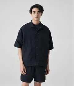 【極美品】New Balance MET24 半袖シャツジャケット L ブラックのサムネイル