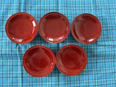 飛騨春慶　高台皿　5枚　漆器　菓子皿　銘々皿のサムネイル