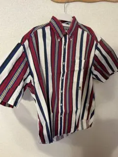 【古着】TOMMY HILFIGER ストライプ 半袖シャツ