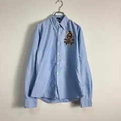 Ralph Lauren ラルフローレン ビッグ刺繍 ボタンダウンシャツ 水色のサムネイル