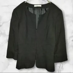 エクレール デフィ オンワード樫山 黒 ノーカラージャケット フォーマル M