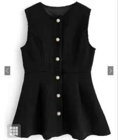 ツイードペプラムベスト[pm489]