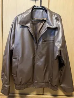 Y2Kフェイクレザーブルゾンブラウンヴィンテージライクグランジ 古着風 FREE