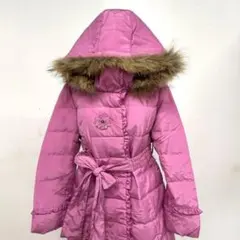 ⑦Aラインダウンコート ラクーンファー M ピンク 可愛い 極暖