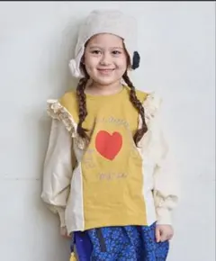 ハートプリント フリル付き トレーナー 100cm