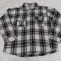 長袖シャツ メンズ チェック柄 カジュアル おしゃれ　ホワイト/ブラック