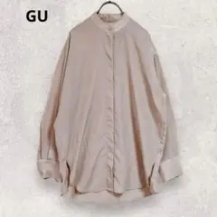 GU ジーユー スタンドカラーブラウス シャツ ベージュ S ゆったり 3582