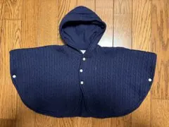ネイビー ケーブル編み フード付きポンチョ　ラルフローレン