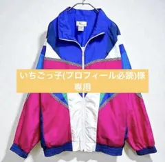 極太アーム】90s ヴィンテージ ナイロンジャケット 刺繍ロゴ 派手カワ