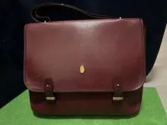 【A4可】カルティエ　ビジネスバッグ　フラップ　ボルドー　ゴールド金具