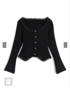 リボンボタンレースフリルリブニットトップス[at2668]