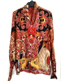 AIGNER アイグナー ヴィンテージ 長袖 柄 シャツ/シルク/赤/バロック/のサムネイル