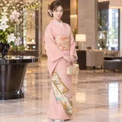 三つ紋色留袖（袋帯つき）風景文　金彩　正絹　結婚式　式典　園遊会　比翼なし