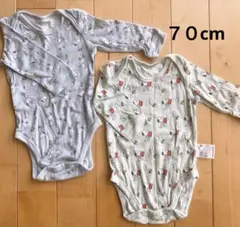 スヌーピー長袖肌着2枚セット（ブルーとグリーン）