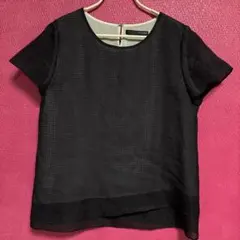 美品✨️22 OCTOBRE 半袖ブラウス 紺のサムネイル