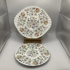 MINTON ミントン　ハドンホール　グリーン&ブルー　B＆B 中皿　皿　花柄