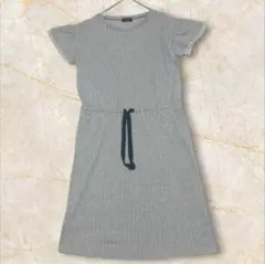 マタニティワンピース　半袖　授乳服　ウエストゴム　楽ちん　グレー　妊婦さん　М