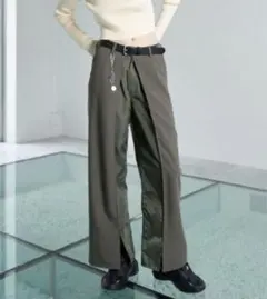 juemi ワイドパンツ カーキ Center Fold Mix Pantsのサムネイル