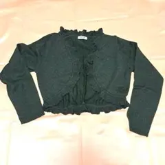 【Lサイズ】ALPHA CUBIC フリル ボレロ カーディガン 黒　ボタン無