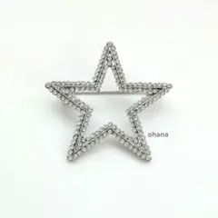 新品【T5】シルバーキラキラ星ブローチ　スター　メンズ ラインストーン