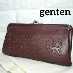 genten ゲンテン カットワーク がま口長財布 ブラウン 財布 美品のサムネイル