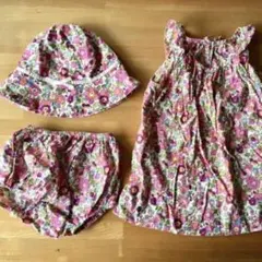 リバティ風花柄ワンピースセット