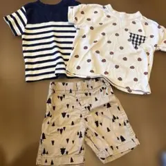 ベビー服 Tシャツ2枚とショートパンツセット