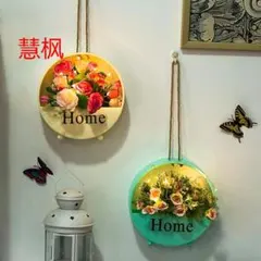 花束 壁掛け フラワー薔薇 ライト付 INS風 プラスチック製カゴ 鉢植え <