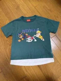 【120cm】パウパトロール 半袖 Tシャツ 重ね着風キッズ　緑　グリーン