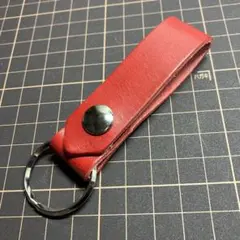 新品 本革 牛革 赤レザー ベルトループキーホルダー キーリング レッド#198