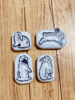 ★ハンドメイド 消しゴムはんこ うさぎ 4点セット