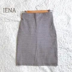 イエナ　S ひざ丈　タイトスカート　ボーダ柄　総柄　ウエストゴム　裏地あり