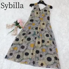 【Sybilla/シビラ】ロングワンピース　花柄　ノースリーブ　リネン　コットン