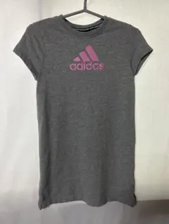 アディダス Tシャツ 半袖 140cm グレー ピンク 女の子 キッズ ロゴのサムネイル