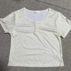 小花柄 半袖Tシャツ クリーム色