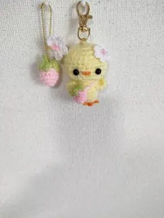 オカメインコ あみぐるみ ビーズ ストラップ付き ハンドメイド かぎ針