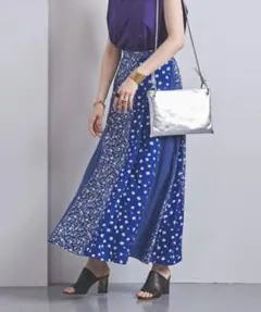 UNITED ARROWS ロングスカート 花 青
